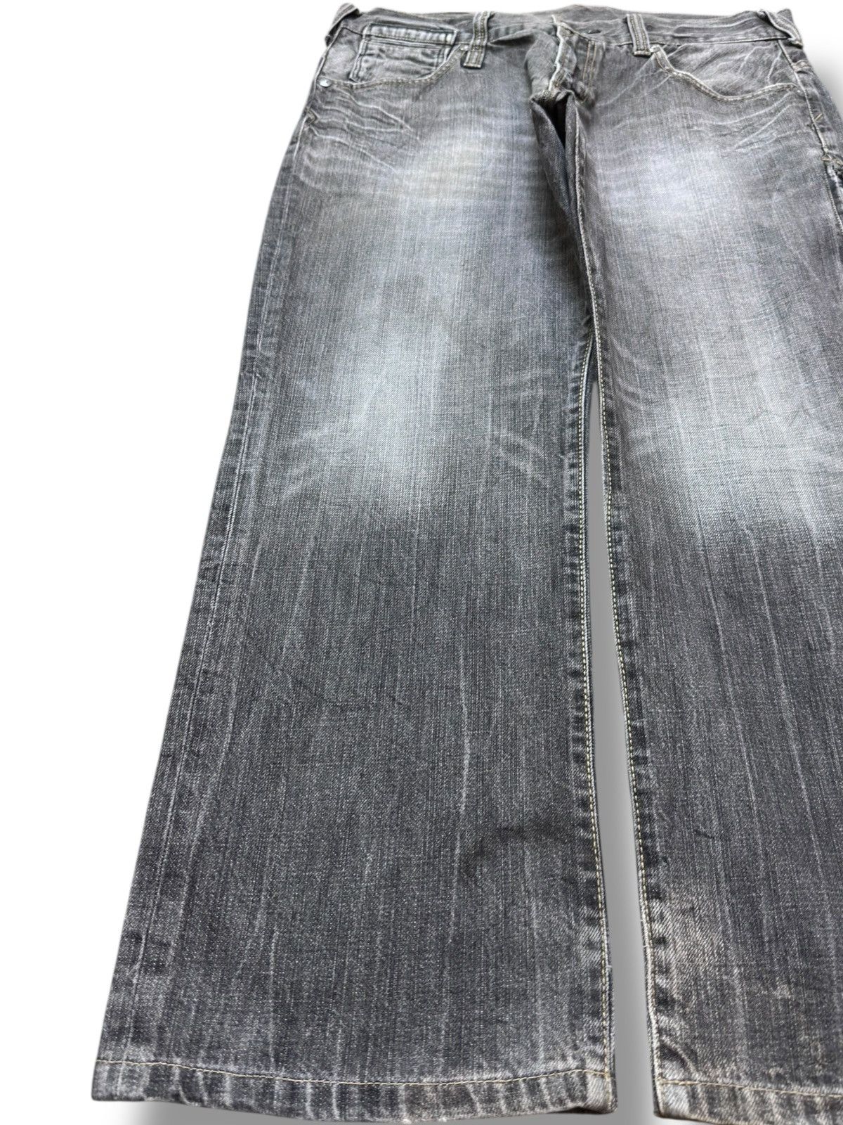 Hysteric Glamour Vintage UJ jeans Baggy Grunge Whiskers Hidden Pocket Denim Size US 35 - 5 Thumbnail