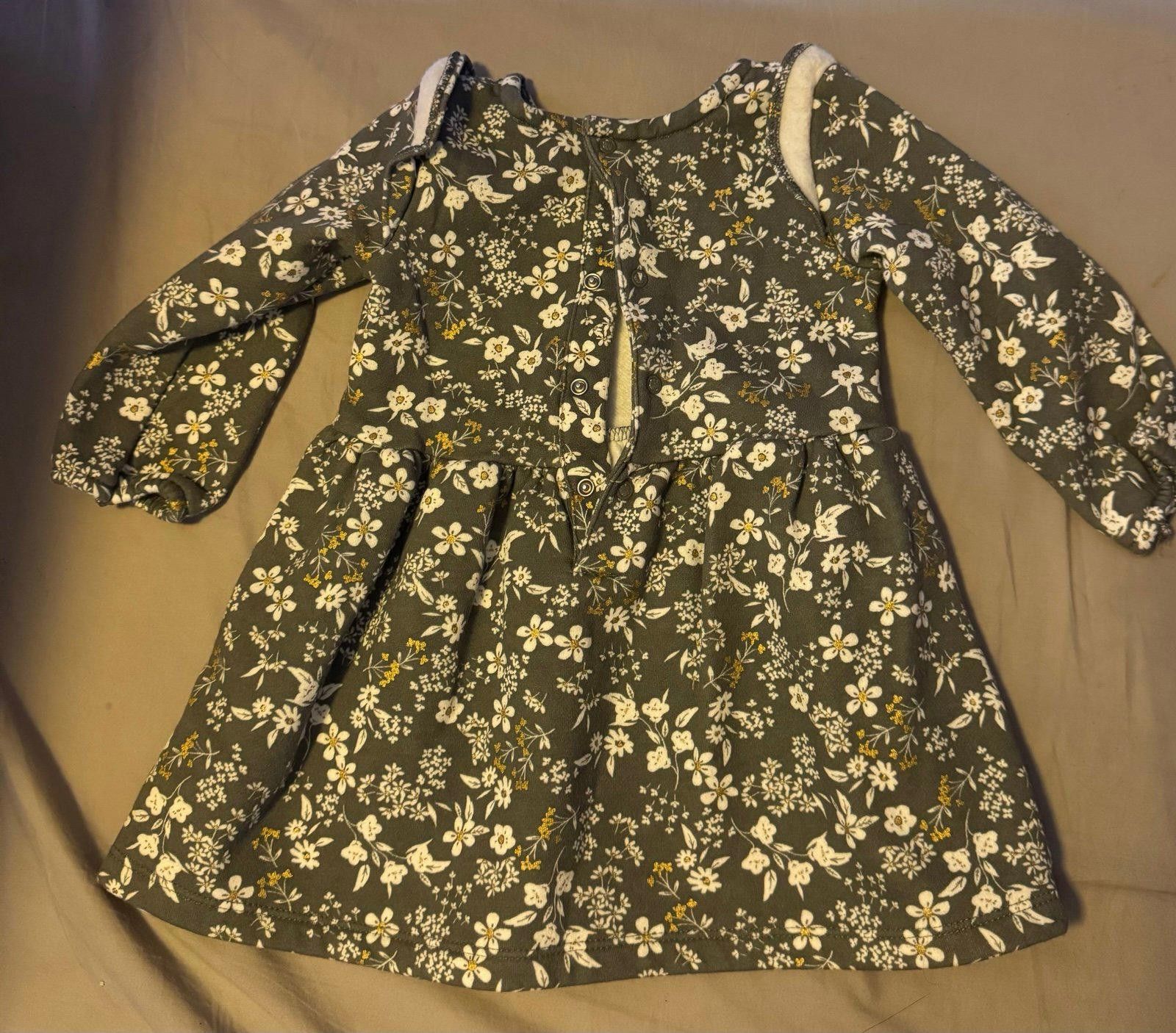 Designer 12 Month Gray Dress Yellow Flowers WARM Size XXS / US 00 / IT 34 - 2 Thumbnail