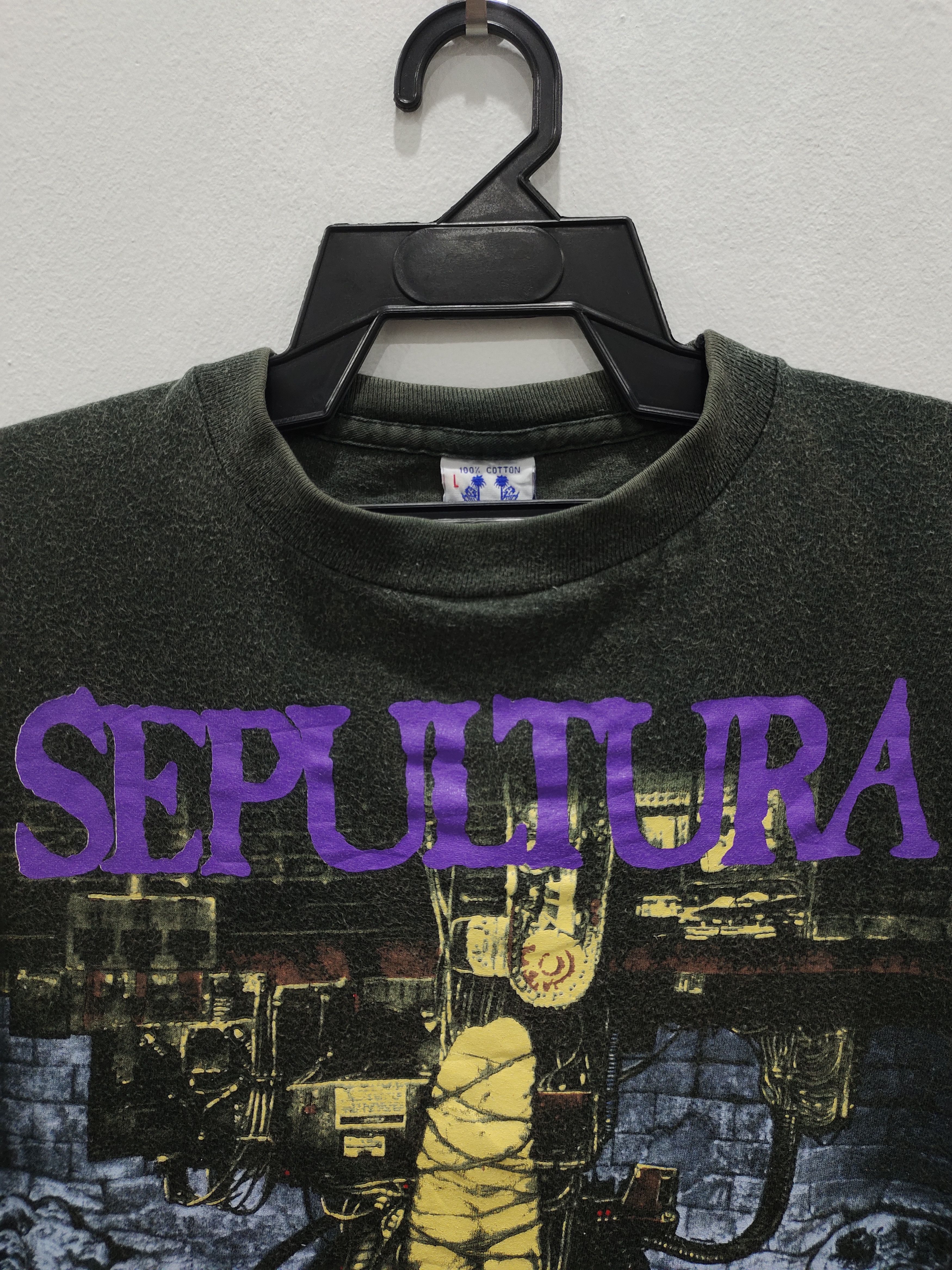 Band Tees Vintage 90s Sepultura Chaos A.D Long Sleeve Tees Size US L / EU 52-54 / 3 - 3 Thumbnail