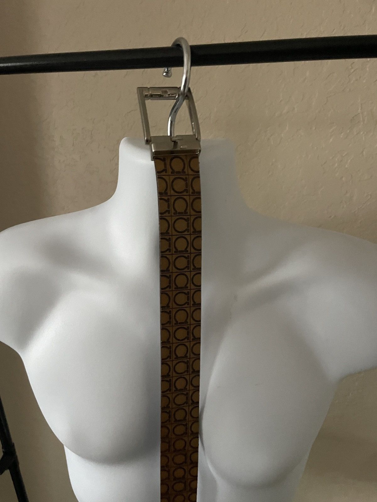 Gancini Pattern Leather belt