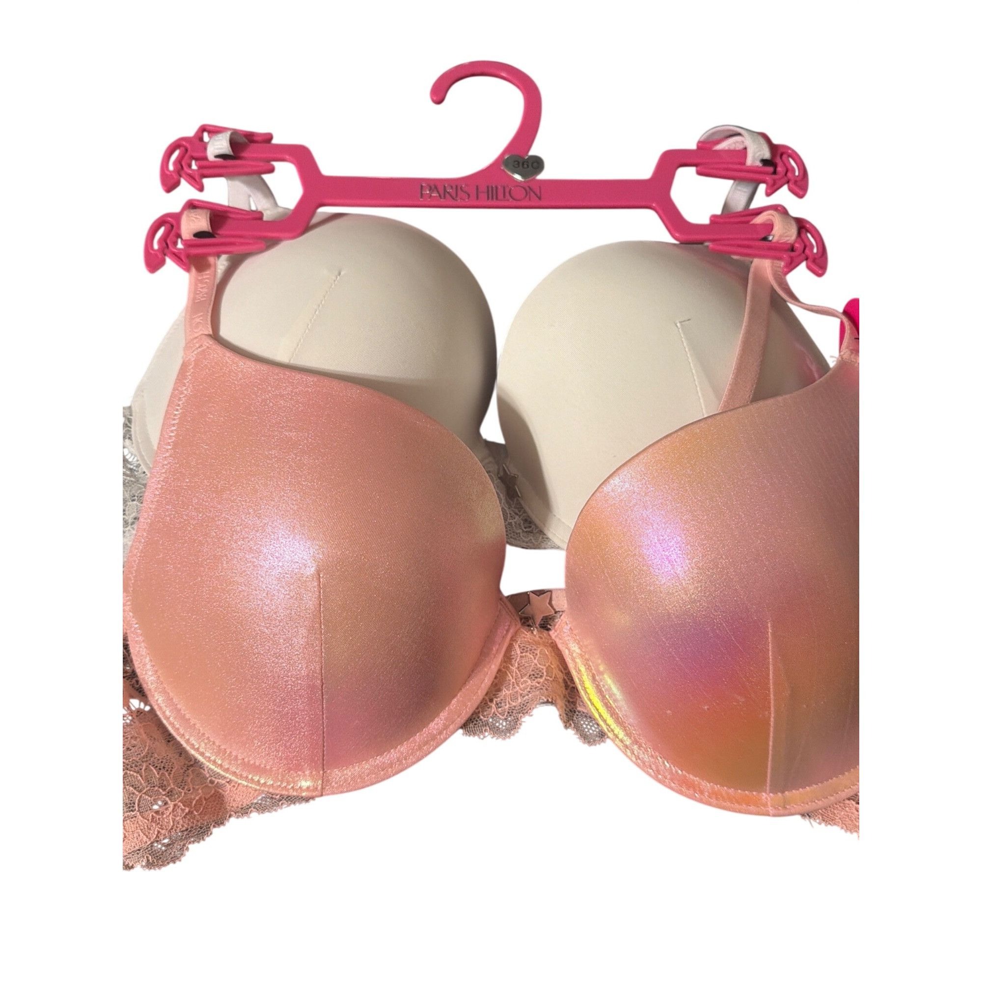 Other Paris Hilton 2 Pack Push Up Bras Iridescent Pink White Adj S Size ONE SIZE - 2 Thumbnail