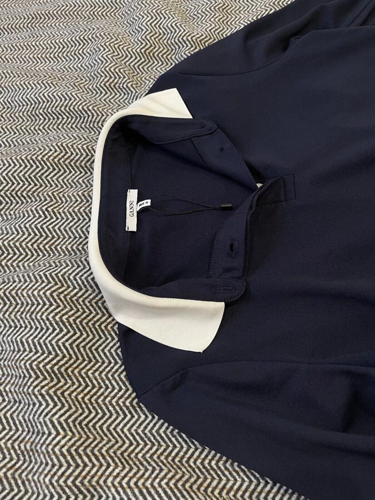 Ganni DDP Ganni Naoki Polo Shirt Jersey Long Sleeve Top Size XS / US 0-2 / IT 36-38 - 8 Thumbnail
