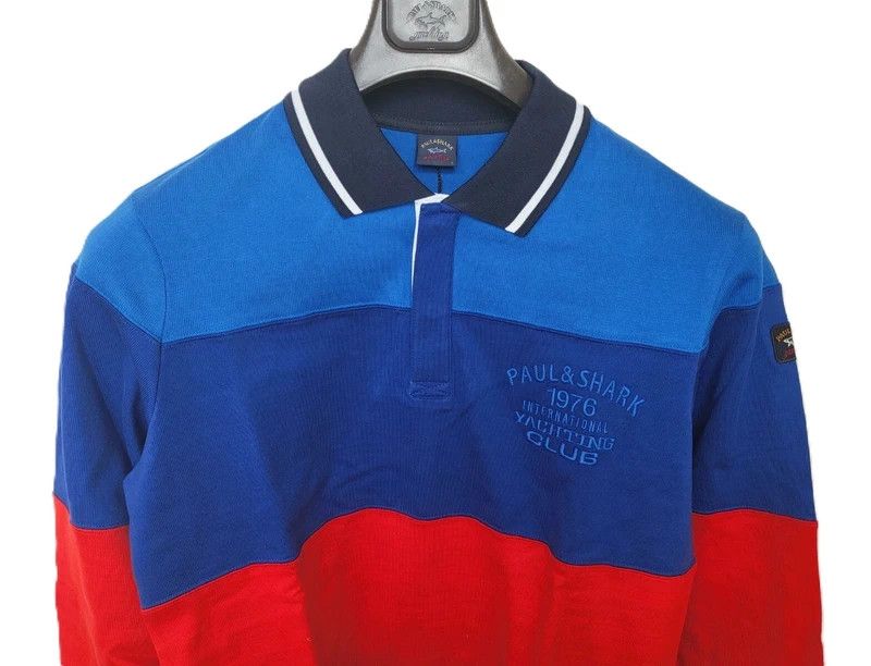 Paul & Shark RRP320€ PAUL&SHARK sz L Polo Yachting Long Sleeves Striped Size US L / EU 52-54 / 3 - 6 Thumbnail