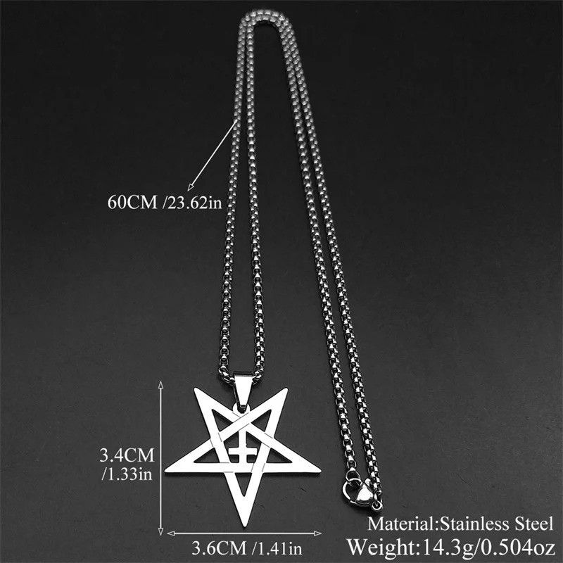 Jewelry Gothic Witchcraft Inverted Pentacle Cross Pendant Necklace Size ONE SIZE - 3 Thumbnail