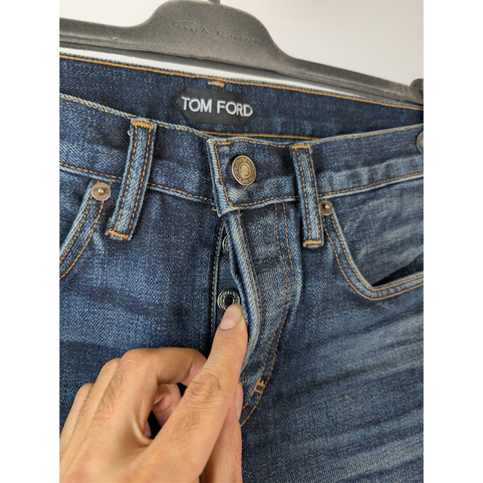 Tom Ford o1rshd1 Japanese Selvedge Slim-Fit Denim Jeans in Navy Blue Size US 32 / EU 48 - 7 Thumbnail