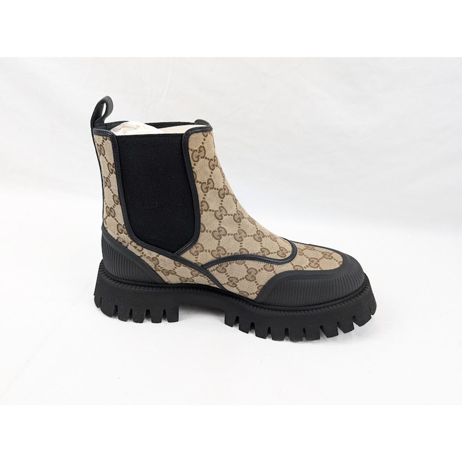 Gucci o1rshd1 Novo GG Canvas Chelsea Boots in Beige/Ebony Size US 11 / EU 44 - 1 Thumbnail