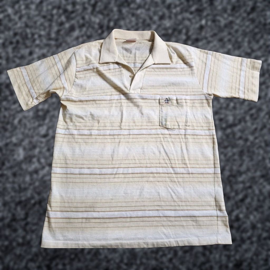 Vintage VINTAGE Grand slam Munsingwear penguin Polo Shirt Golf Striped Mens XL Beige Pine Size US XL / EU 56 / 4 - 1 Thumbnail