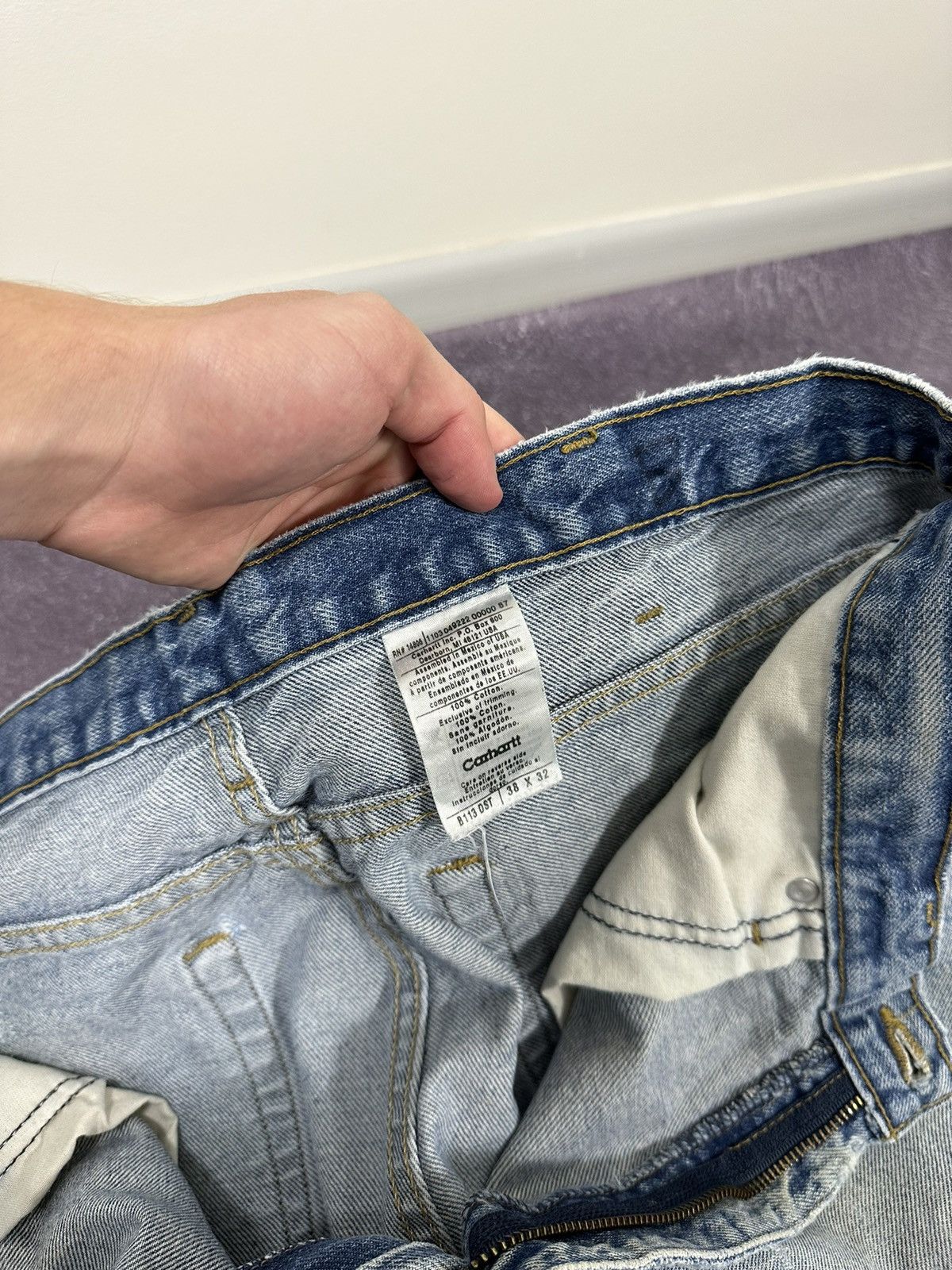 Carhartt × Vintage Vintage 90s Carhartt Baggy Work Light Blue Denim Jeans Pants Size US 38 / EU 54 - 13 Thumbnail