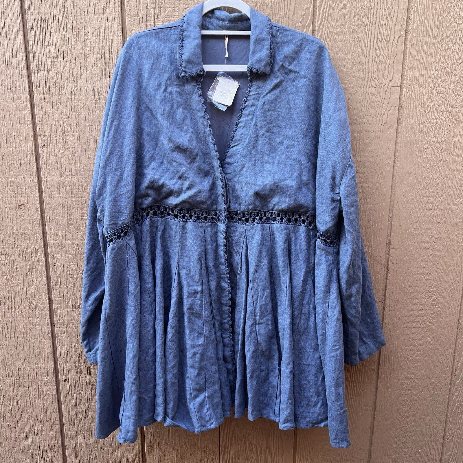 Free People NWT Free People (S) Linen Blend Mini Dress Oversized Size S / US 4 / IT 40 - 5 Thumbnail