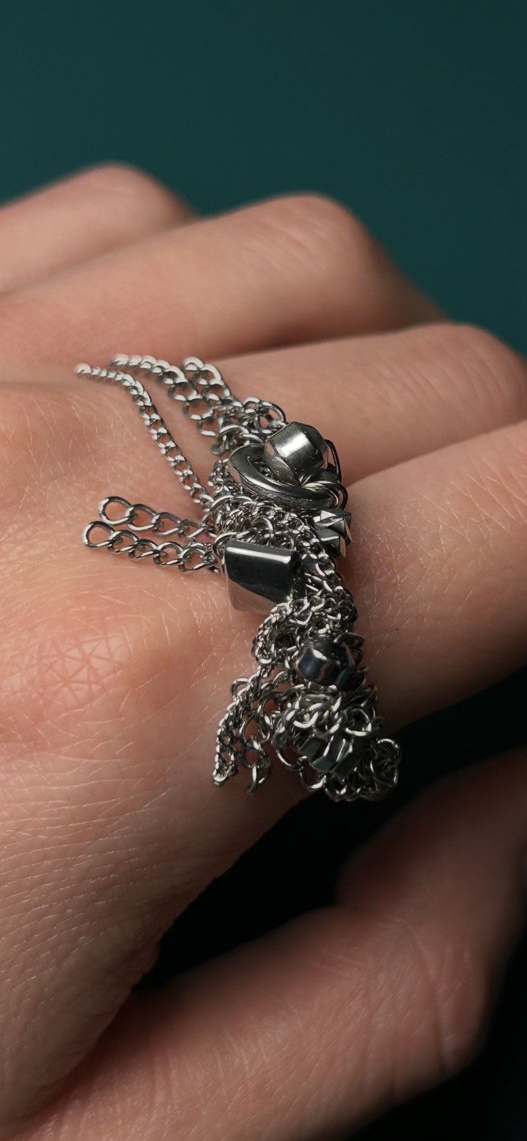 Seditionaries Handmade Stainless Steel Ring with Chains and Metal Core Size ONE SIZE - 3 Thumbnail
