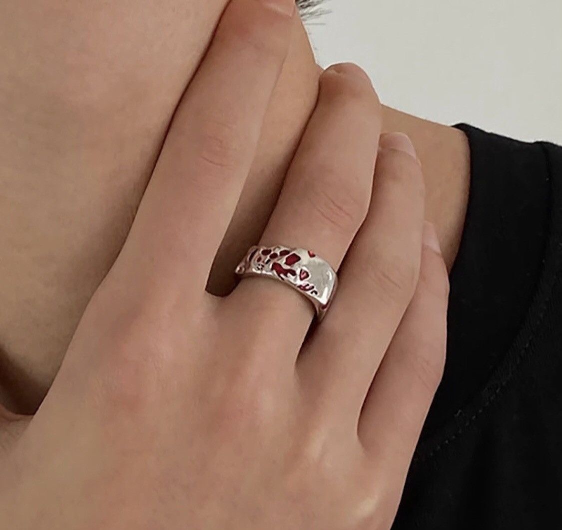 Jewelry Red Abstract Adjustable Ring Size ONE SIZE - 3 Thumbnail