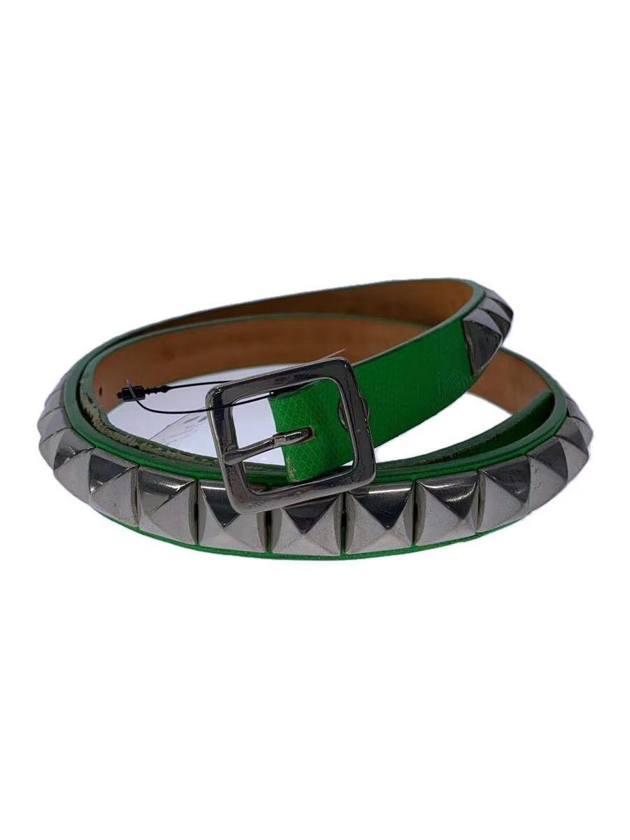 image of Undercover Studded Leather Belt in Green, Men's