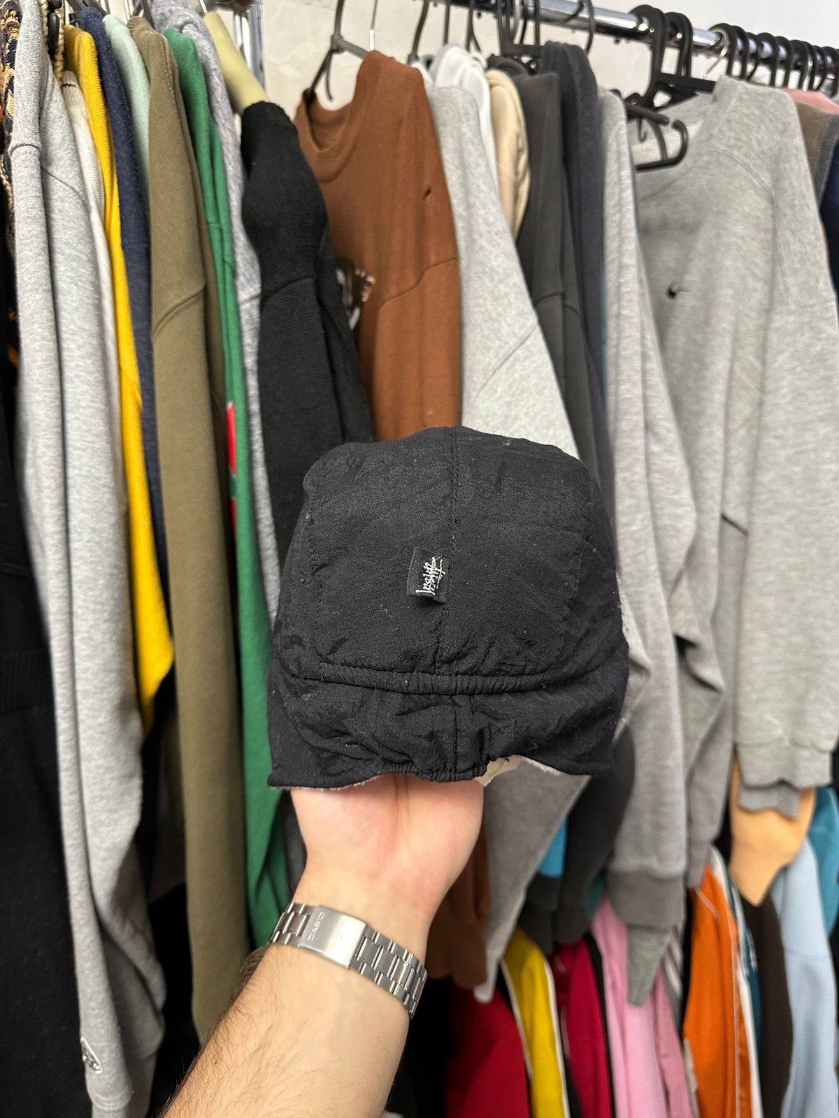Stussy Vintage 90s Stussy Reversible Trapper Hat Nylon Black Rare Size ONE SIZE - 8 Thumbnail