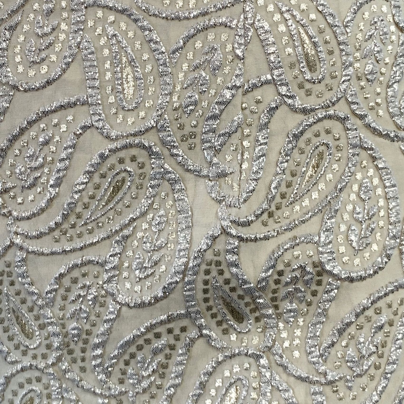 Celine CELINE XS Cream Silver Jacquard Paisley Straight Dress Pants Womens XS Size 26" / US 2 / IT 38 - 2 Thumbnail