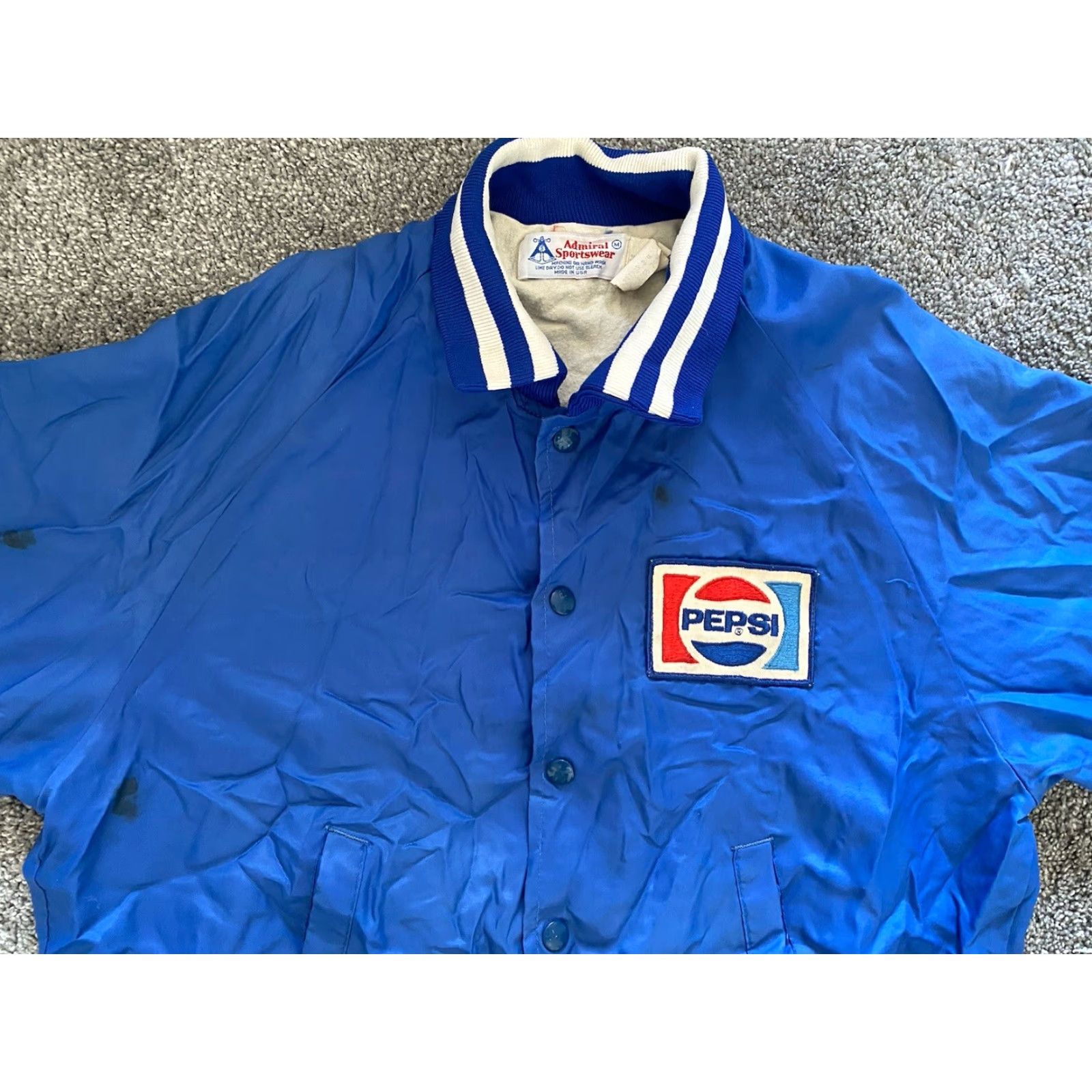 Vintage VINTAGE Admiral Sportswear Jacket Men’s M Blue Pepsi Logo Patch USA 80s 90s Jacket Mens Regular Snap Size US M / EU 48-50 / 2 - 6 Thumbnail