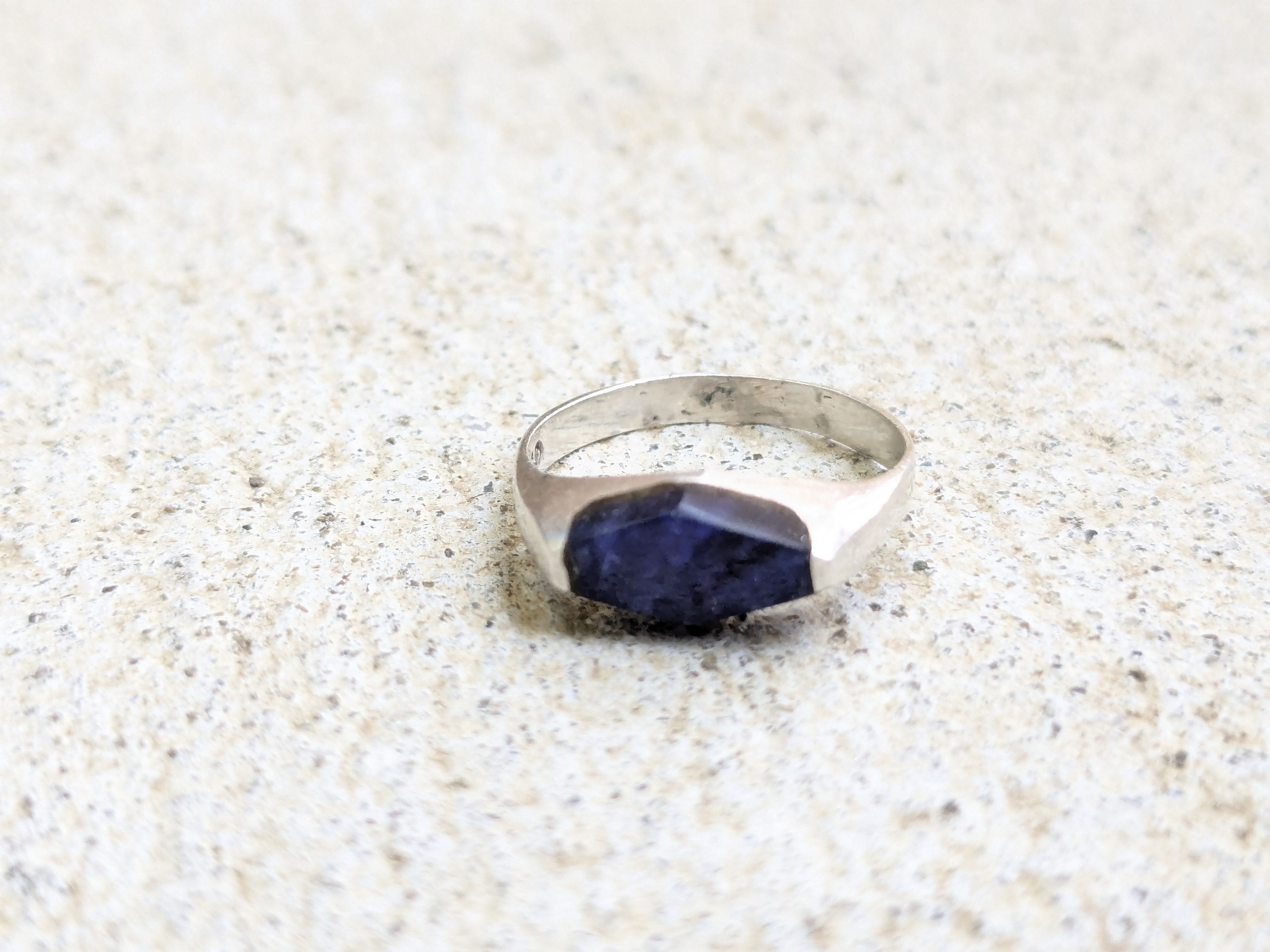 Jewelry Vintage Sterling Silver Ring Blue Sodalite 5 Modern Taxco Size ONE SIZE - 3 Thumbnail