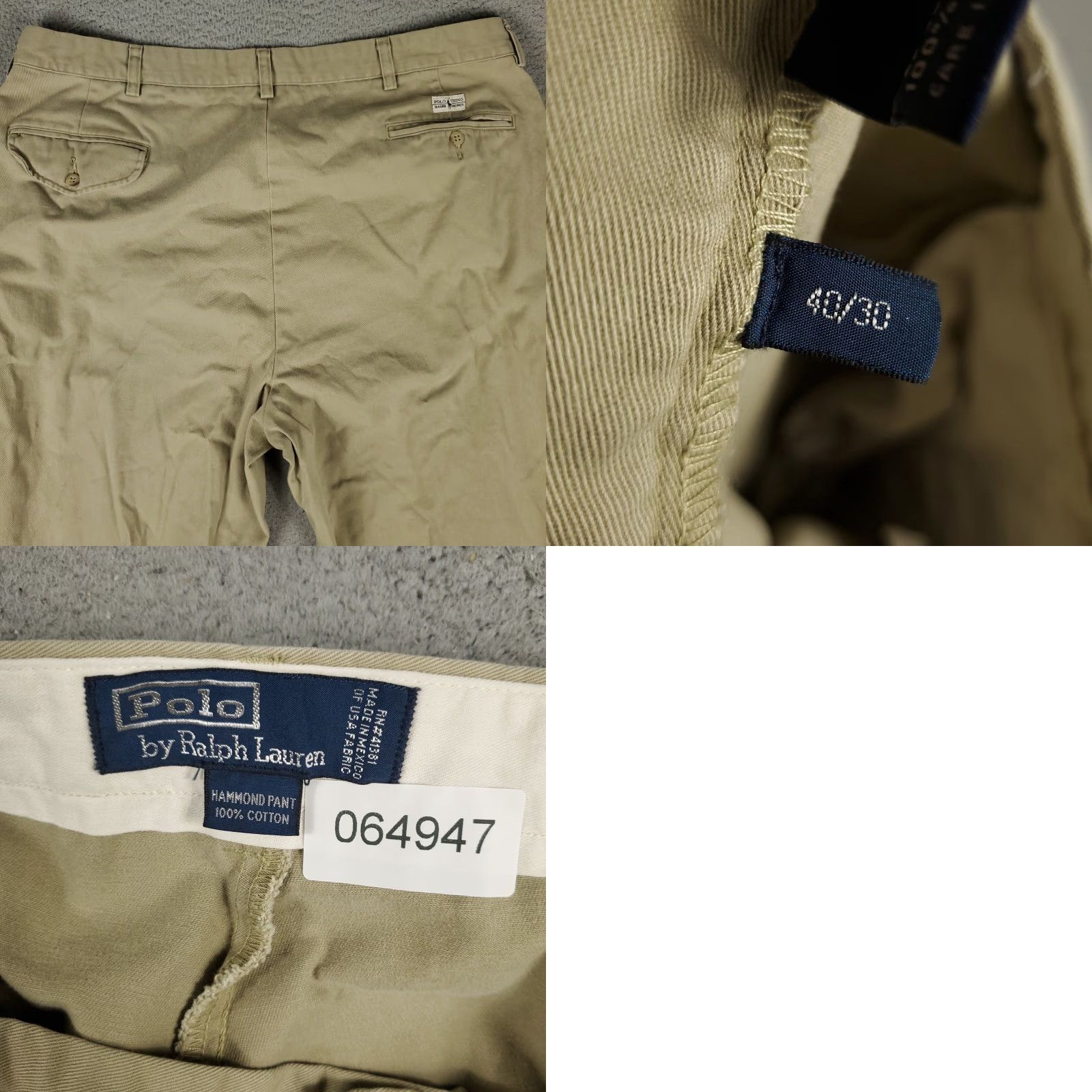 Ralph Lauren Ralph Lauren Pants Mens Regular Beige Chino Trousers 40x30 Pleated Cuffed Straight Pocket Asian? Size US 40 / EU 56 - 8 Thumbnail
