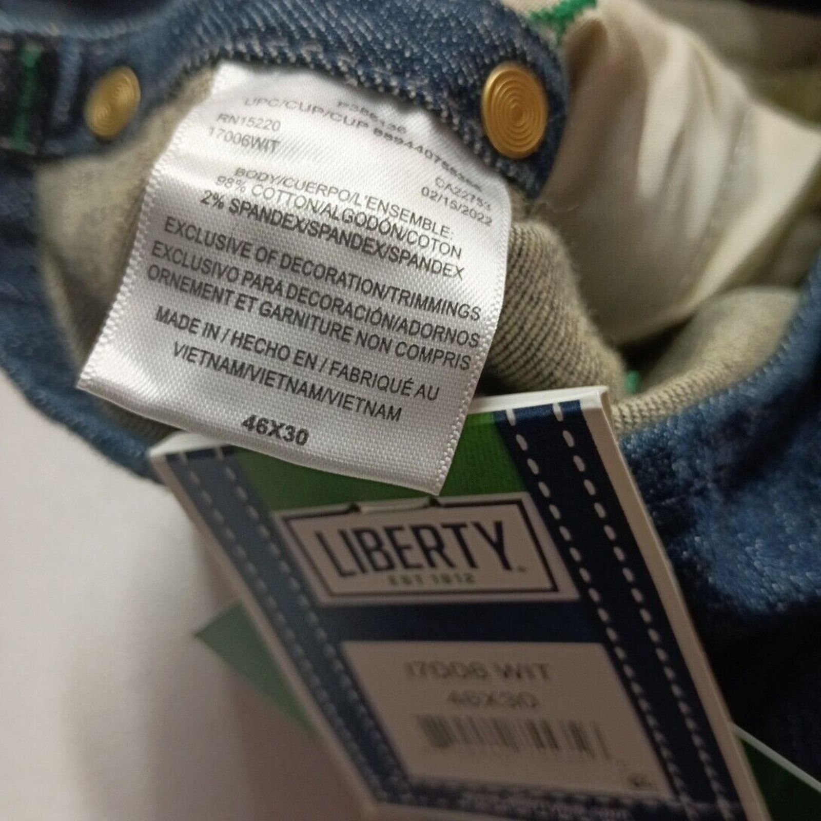 Liberty Liberty Denim Blue Jeans Bibs Overalls Men's 46x30 Cotton Size US 44 / EU 60 - 7 Thumbnail