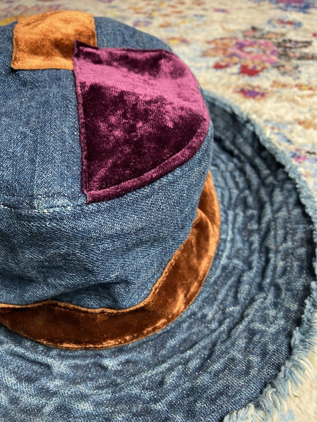 Japanese Brand Override9999 Japan Patchworks Denim Farmers Field Hat Size ONE SIZE - 5 Thumbnail