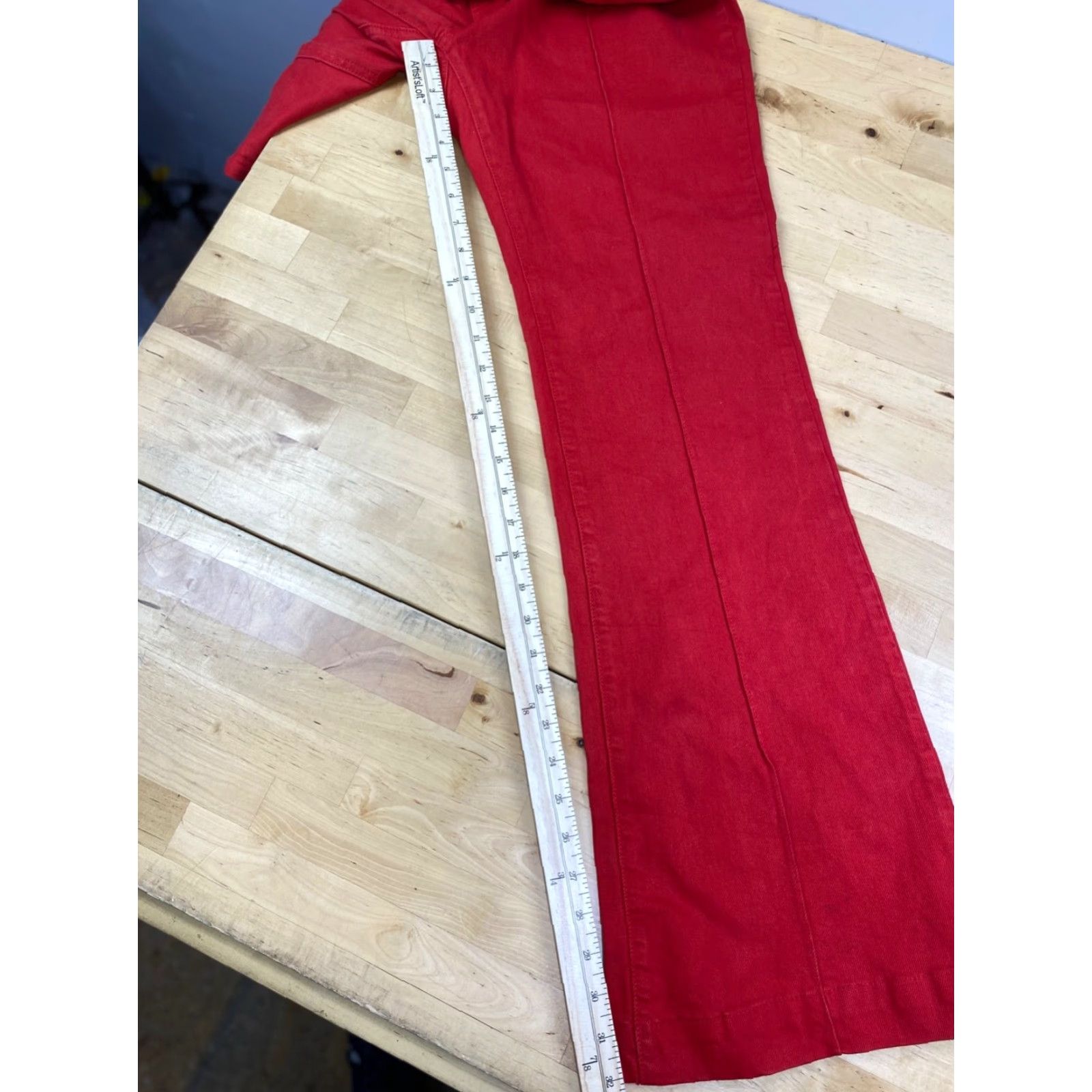 Vintage Revice Jeans Womens 32 Red Pleated Casual 32" Inseam Flared Jeans Womens Red Pleated 32" Inseam Size 24" / US 00 / IT 34 - 7 Thumbnail