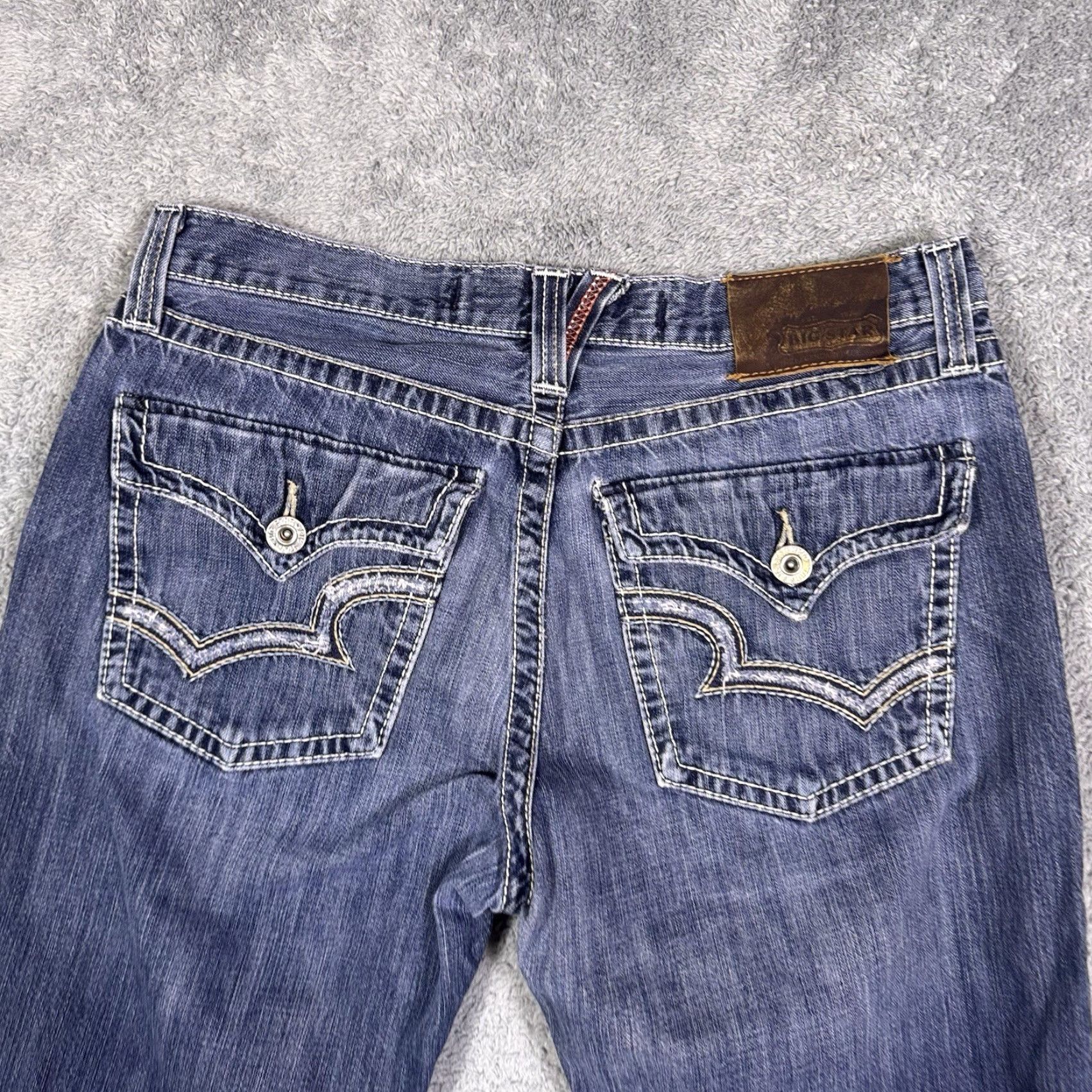 Vintage BIG STAR Jeans Men 34R Pioneer Bootcut 5-Pocket Denim Cowboy Whisker 100% Cotton Blue Mid Rise Regular 32in Inseam Zip Button Belt Loops 34 waist"} Size US 34 / EU 50 - 2 Thumbnail
