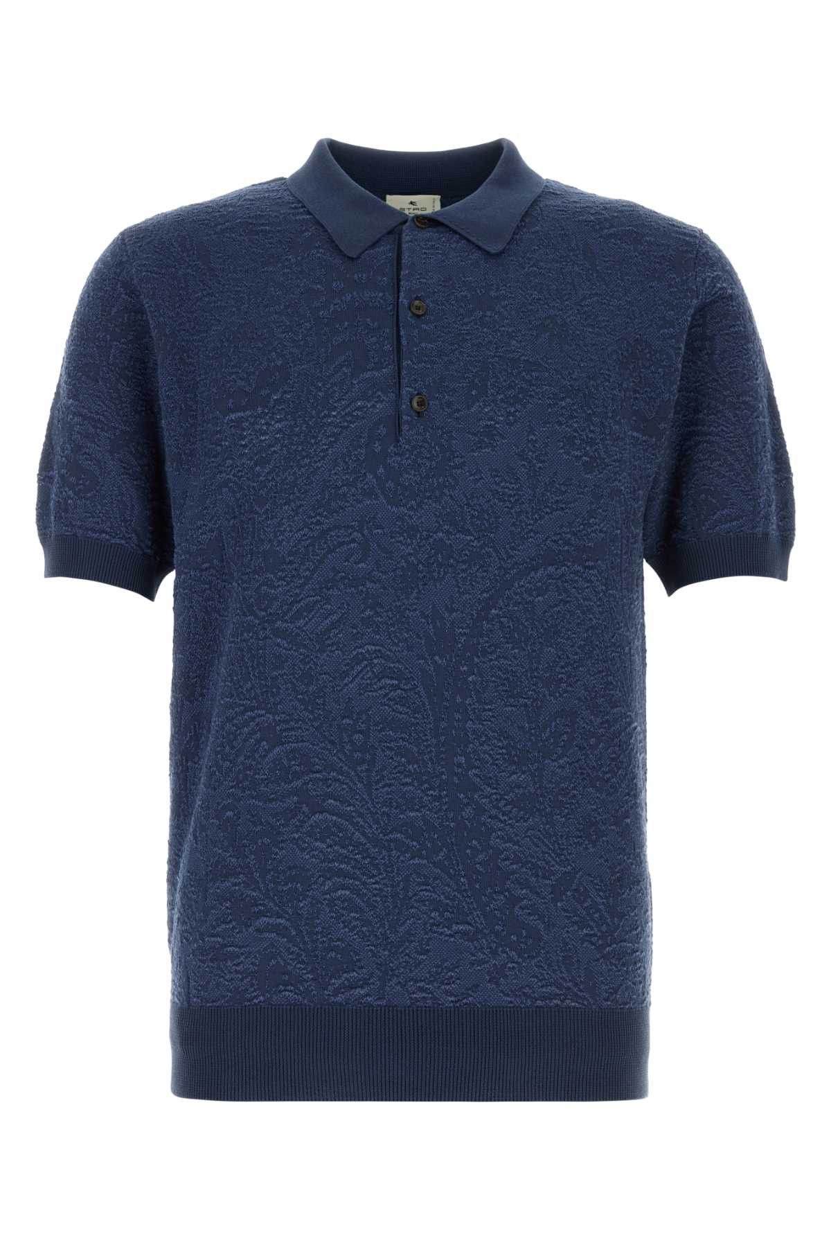 Etro Blue Cotton Polo Shirt Size US L / EU 52-54 / 3 - 1 Thumbnail