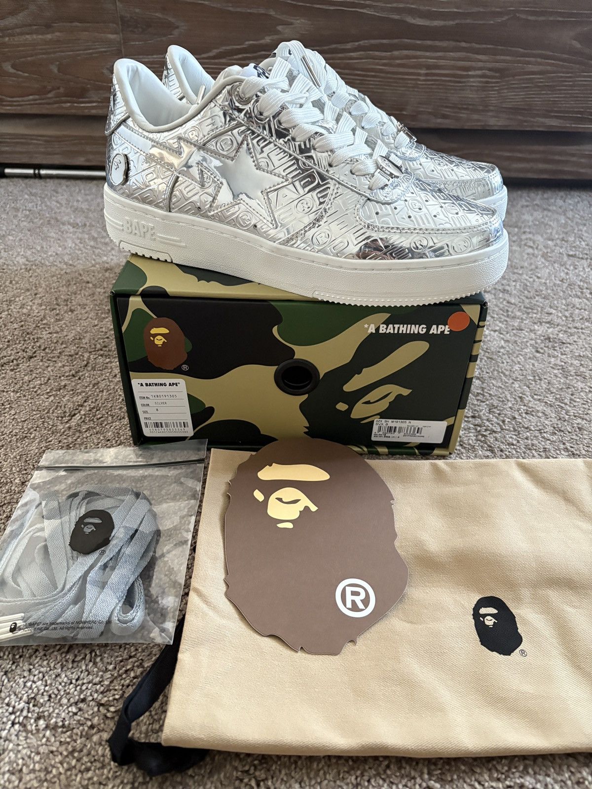 Bape Brand new A Bathing Ape Bape Sta #5 M2 metallic silver us8 Size US 8 / EU 41 - 1 Thumbnail
