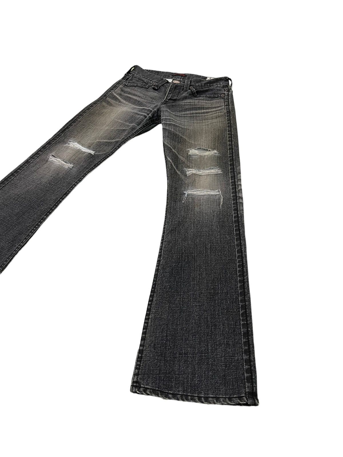 Japanese Brand Flare Jeans Blue Way Faded Thrash Distress Boot Cut 6🟦2 Size US 29 - 3 Thumbnail