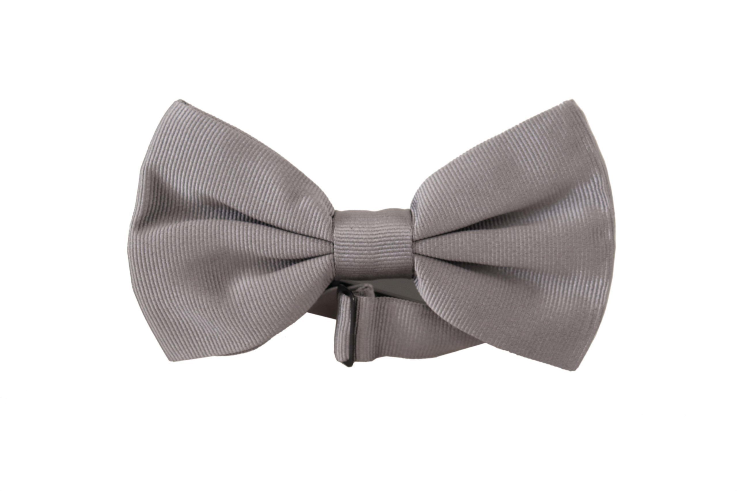 Dolce & Gabbana Elegant Gray Silk Bow Men's Tie Size ONE SIZE - 1 Thumbnail