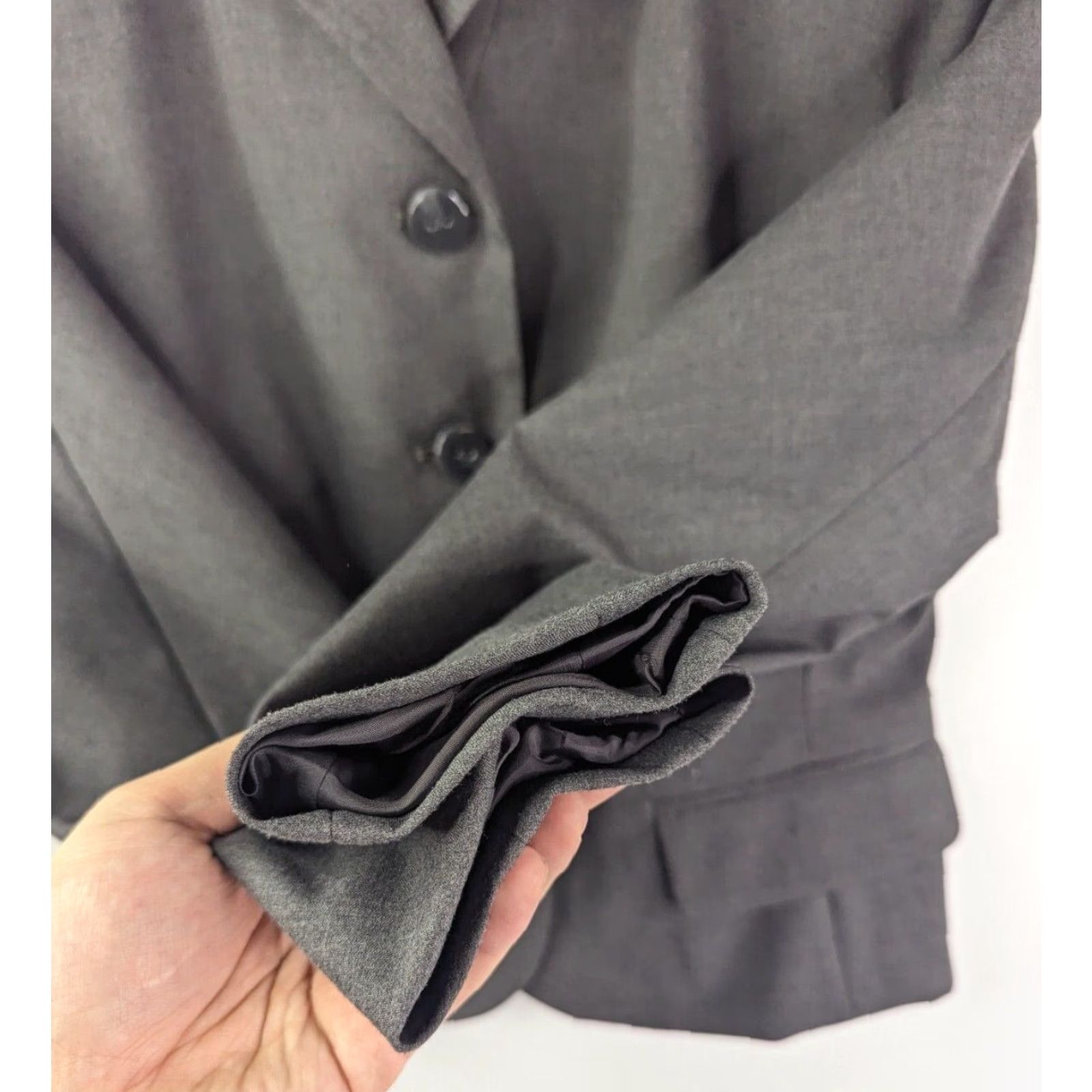 Liz Claiborne Liz Claiborne Blazer Jacket Women 8 Charcoal Gray 4-Button Notch Lapel Lined Polyester Spandex Rayon Classic Regular Sized Size M / US 6-8 / IT 42-44 - 2 Thumbnail