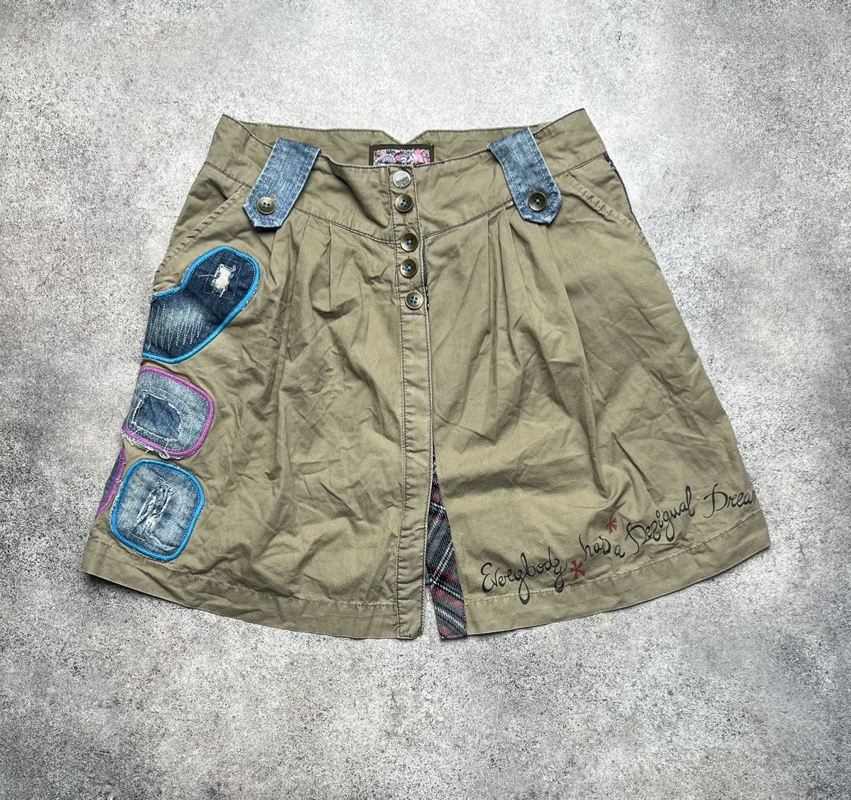 Desigual × Vintage Desigual vintage patchwork flare skirt with tweed details Size 28" / US 6 / IT 42 - 1 Thumbnail