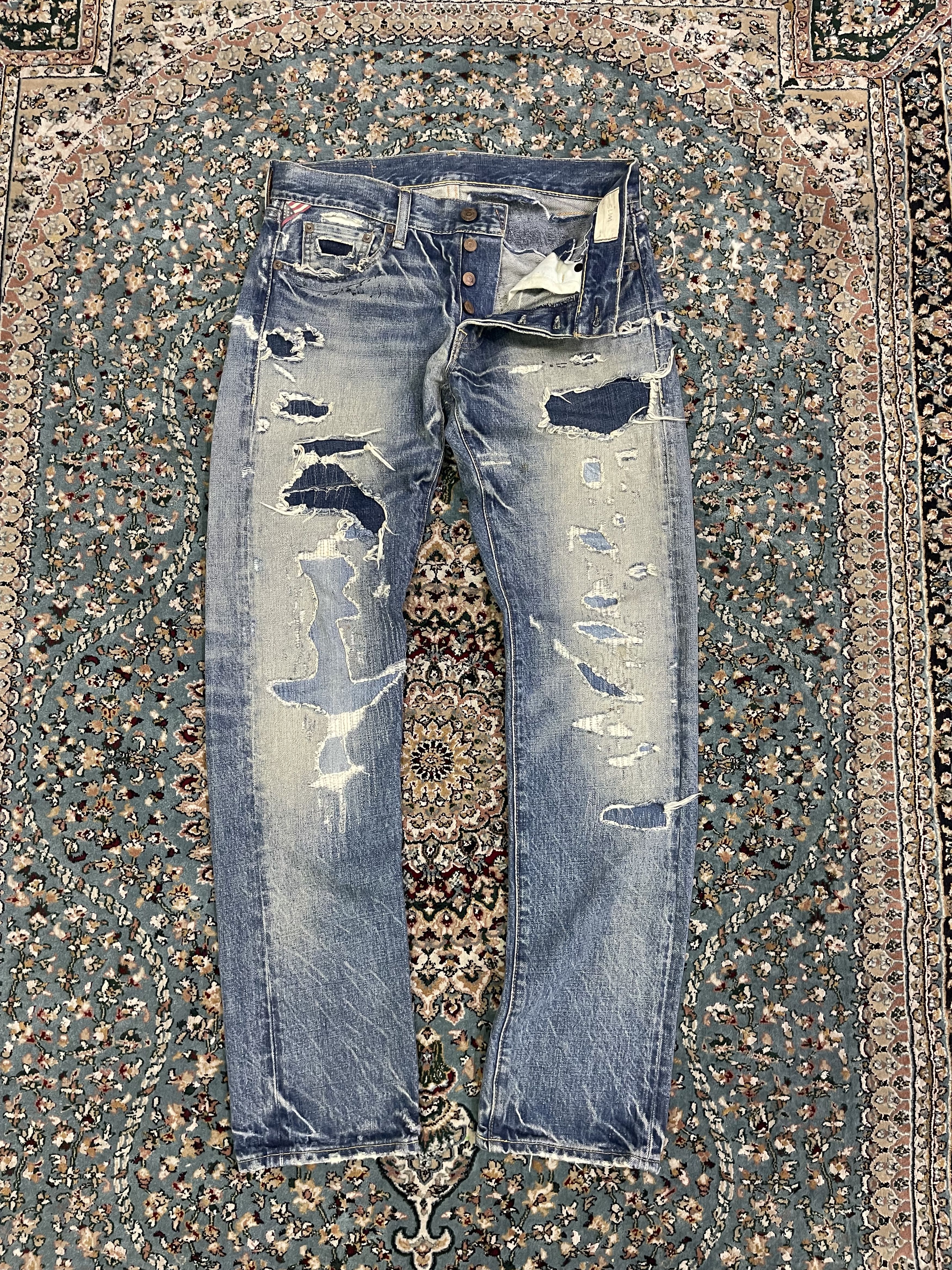Denim & Supply Ralph Lauren Vintage Distressed Ripped Off Slim Style Size US 30 / EU 46 - 2 Thumbnail