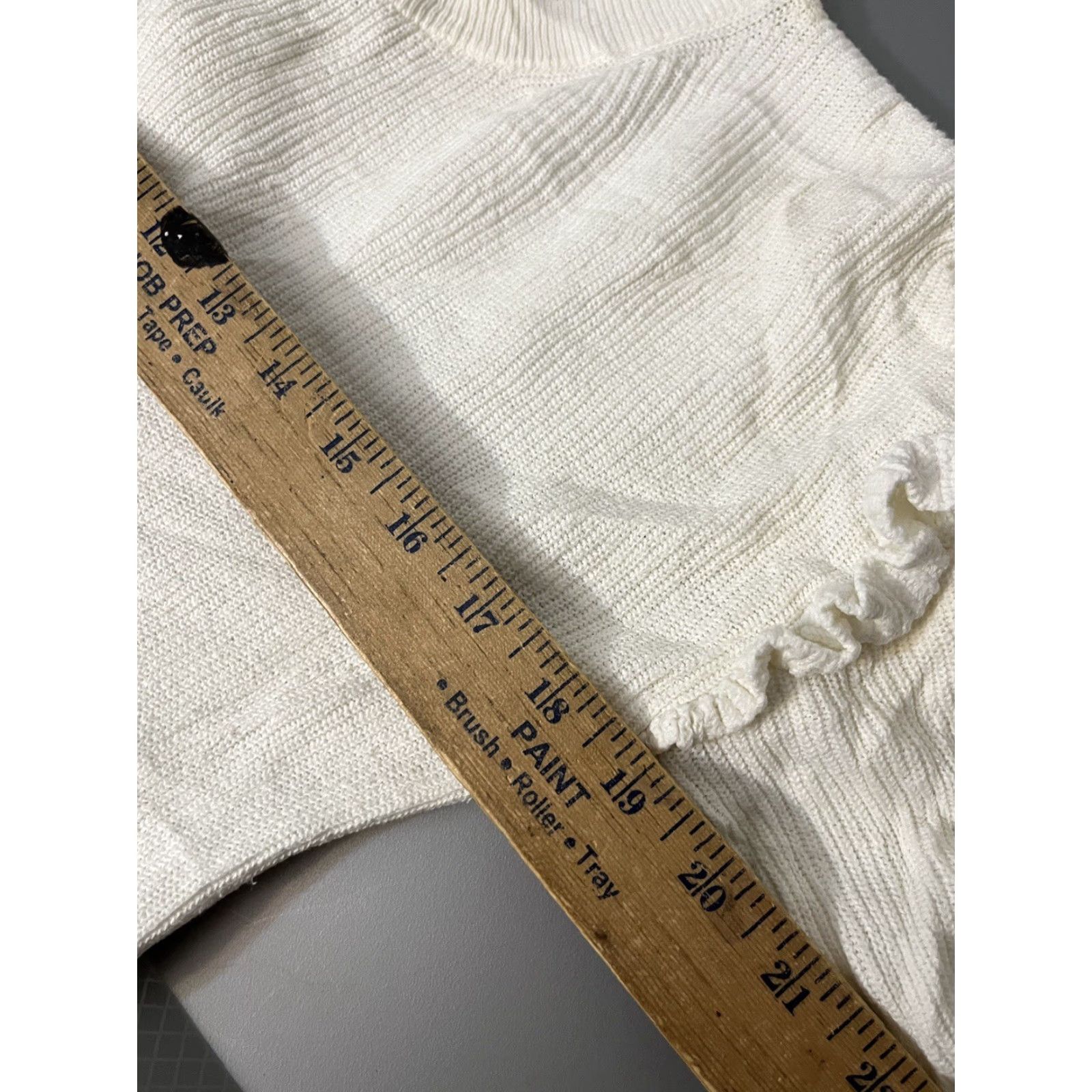 J.Crew J CREW Sweater Small White Cotton Ruffle-Sleeve Classic-Fit BE114 Womens Size S / US 4 / IT 40 - 6 Thumbnail