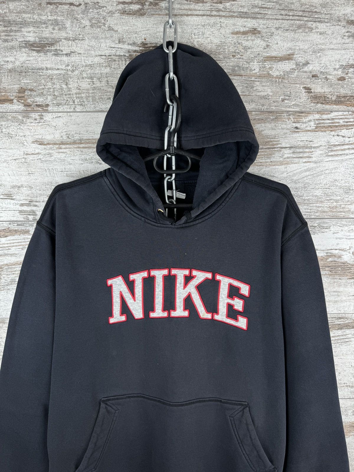 Nike × Vintage Mens Vintage Nike big logo hoodie distressed y2k rare drill Size US XL / EU 56 / 4 - 2 Thumbnail