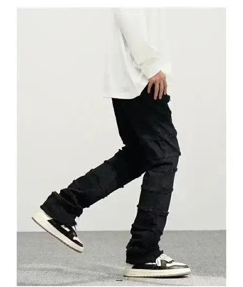 Pants patch ripped punk jeans