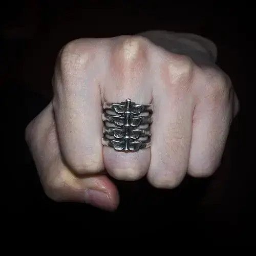 Ring Of Fire Ribs Skull Ring Size ONE SIZE - 4 Thumbnail