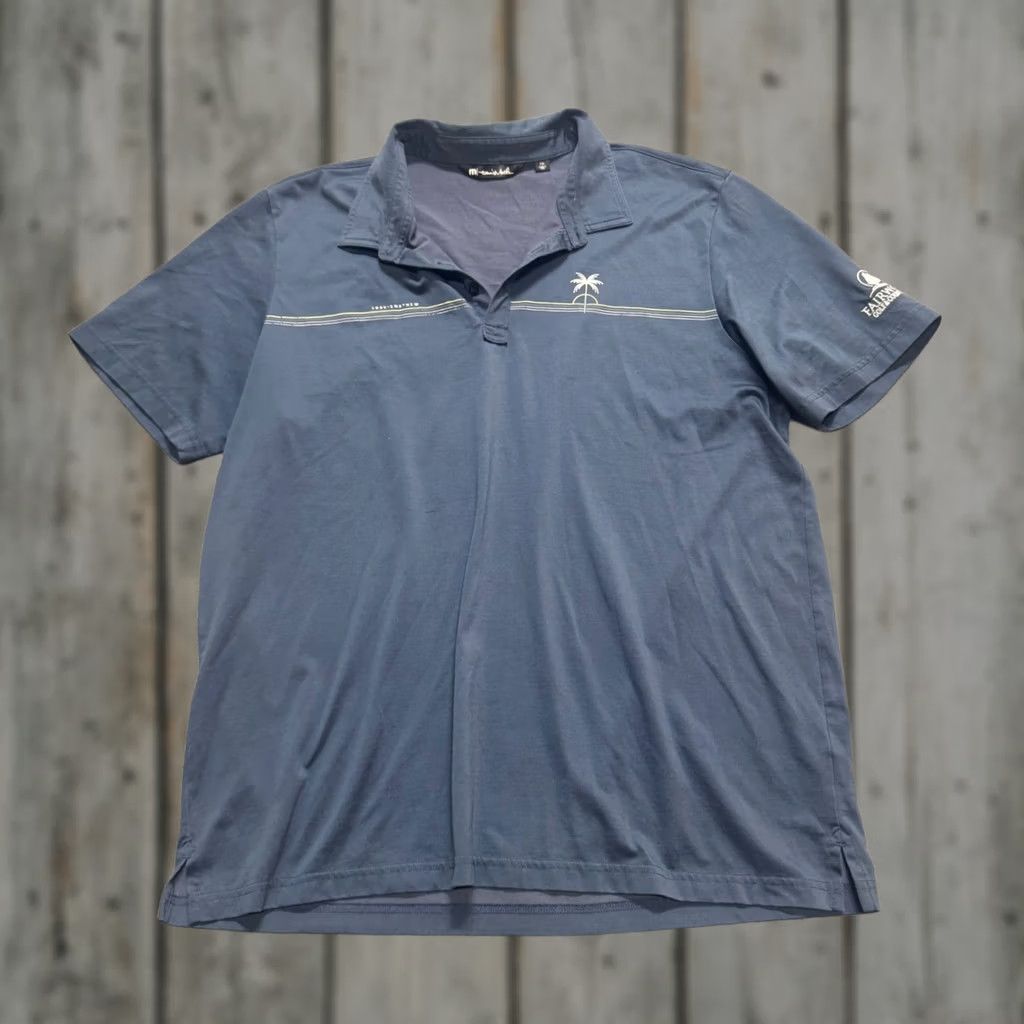 TravisMathew Travis Mathew Polo Shirt Mens XXL Blue Stripe Logo Golf Performance Adult Size US XXL / EU 58 / 5 - 1 Thumbnail