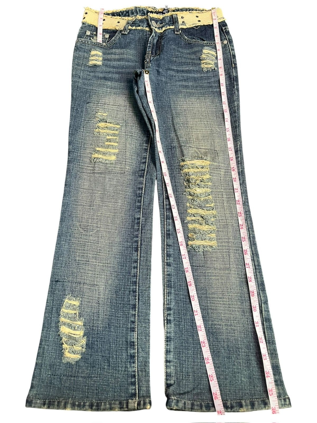 Hysteric Glamour Vintage Japanese Brand Rusty Distress Low Rise Flare Jeans Size 28" / US 6 / IT 42 - 7 Thumbnail