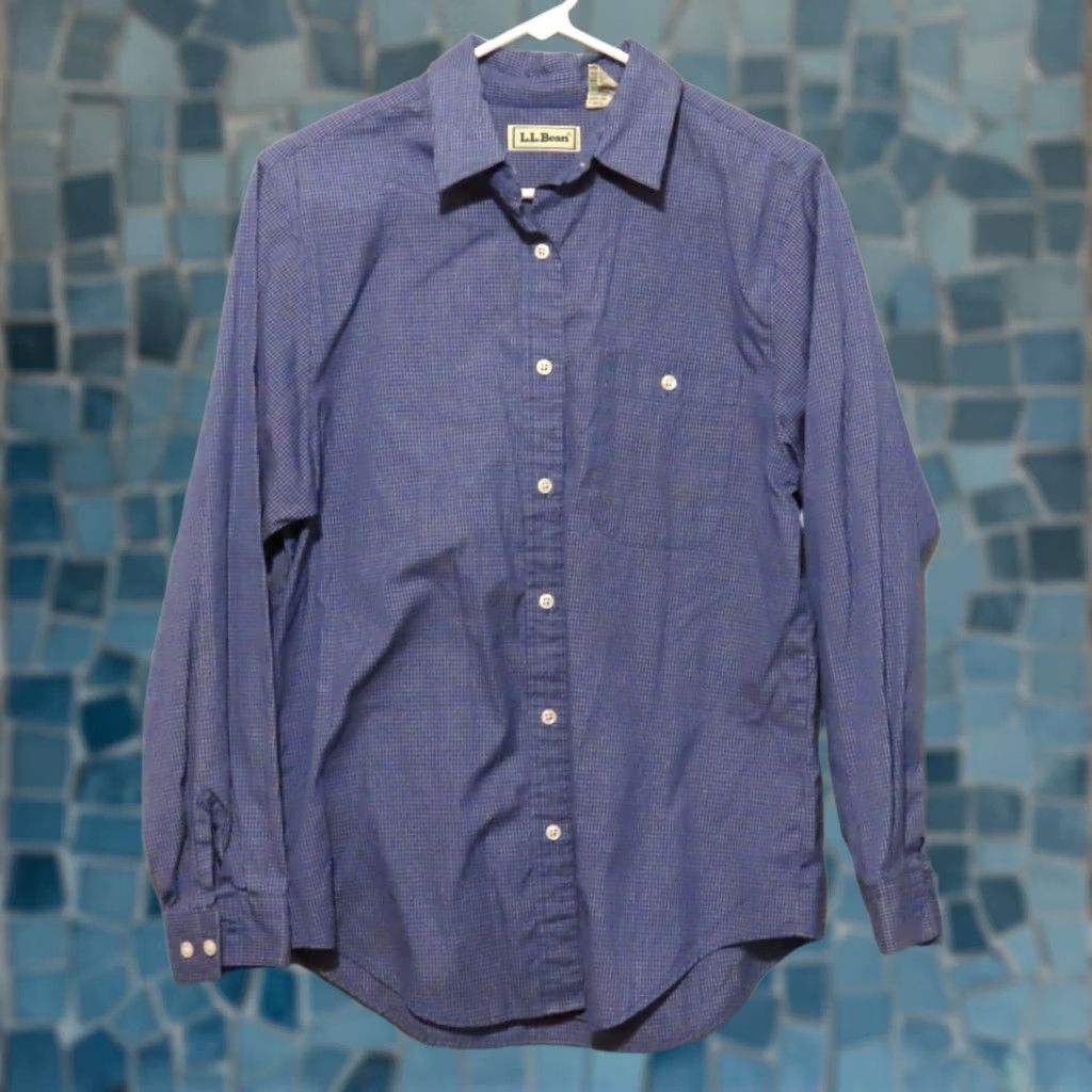 Vintage LL Bean Shirt Women's 10 Blue Plaid Button Up Long Sleeve Shirt w/Pocket Size L / US 10 / IT 46 - 1 Thumbnail