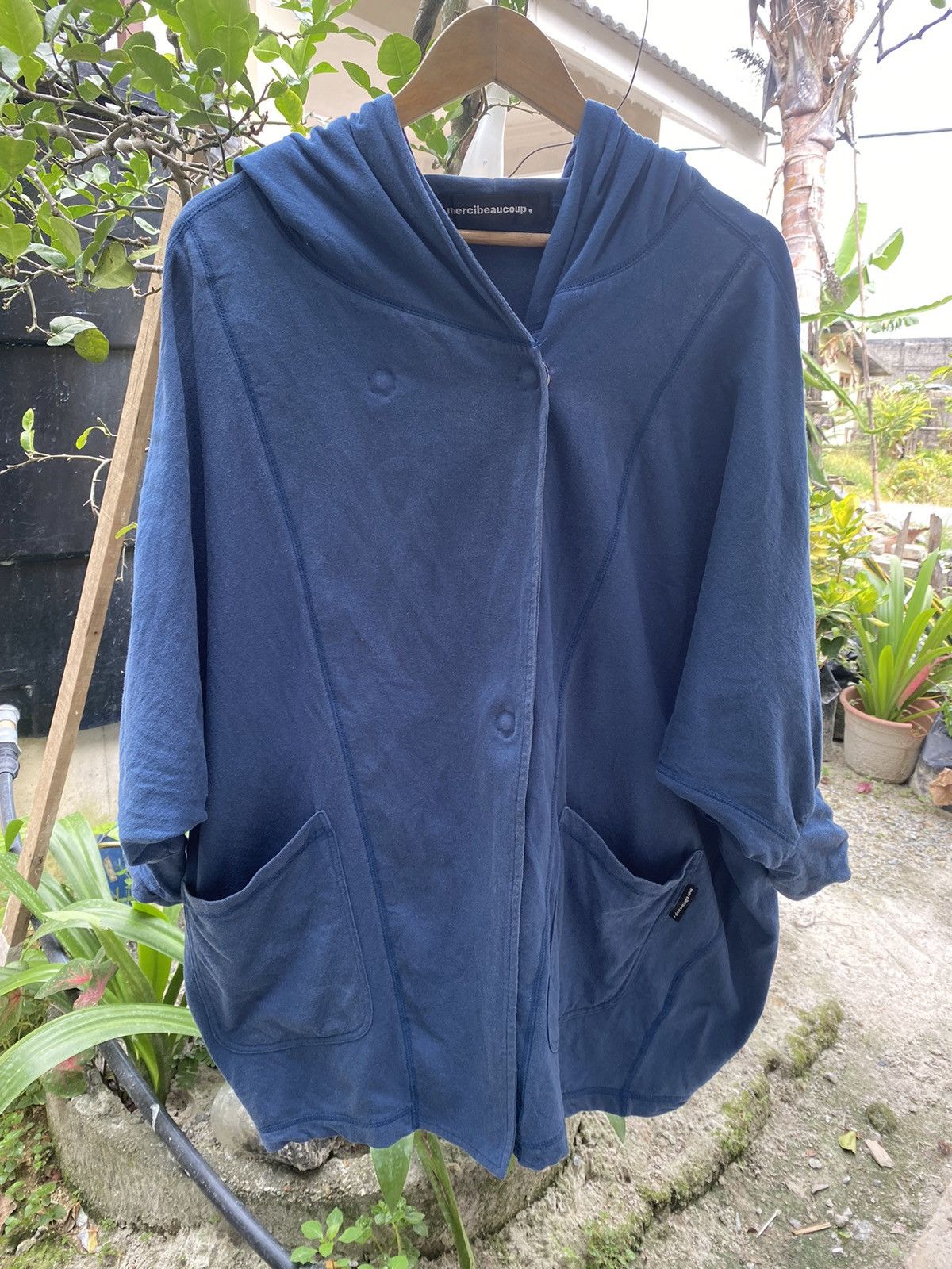 mercibeaucoup No: MB48-JA236 Poncho Hoodies mercibeaucoup Blue Jackets Size US L / EU 52-54 / 3 - 1 Thumbnail
