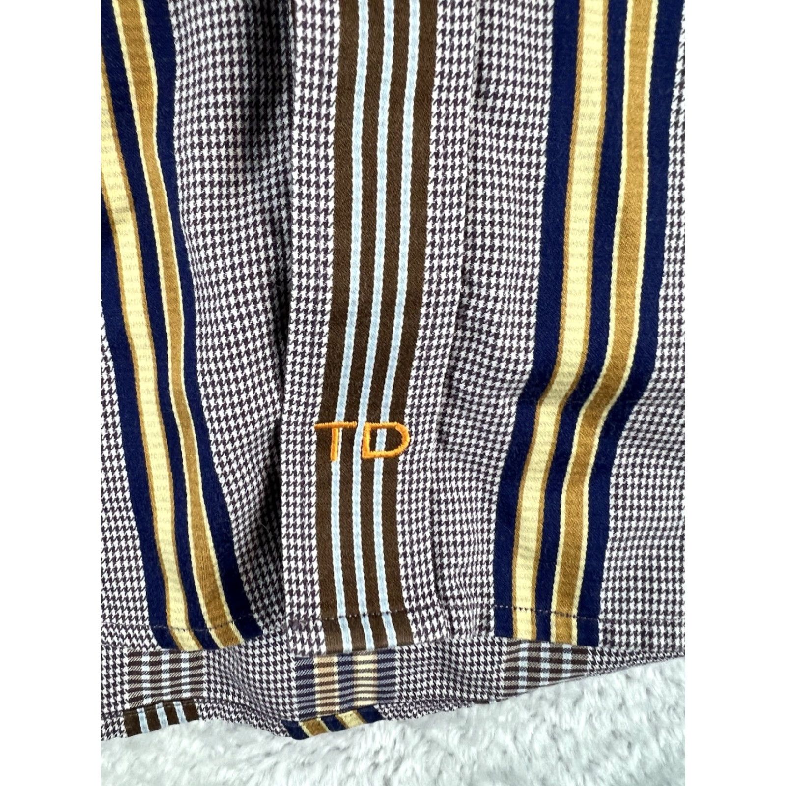 Vintage Thomas Dean Shirt Mens L Button-Up Long Sleeve Purple Brown Striped Preppy Size US L / EU 52-54 / 3 - 4 Thumbnail