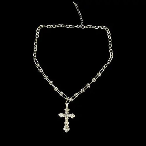 Jewelry Cross Linked Chain Punk Gothic Necklace Size ONE SIZE - 2 Thumbnail