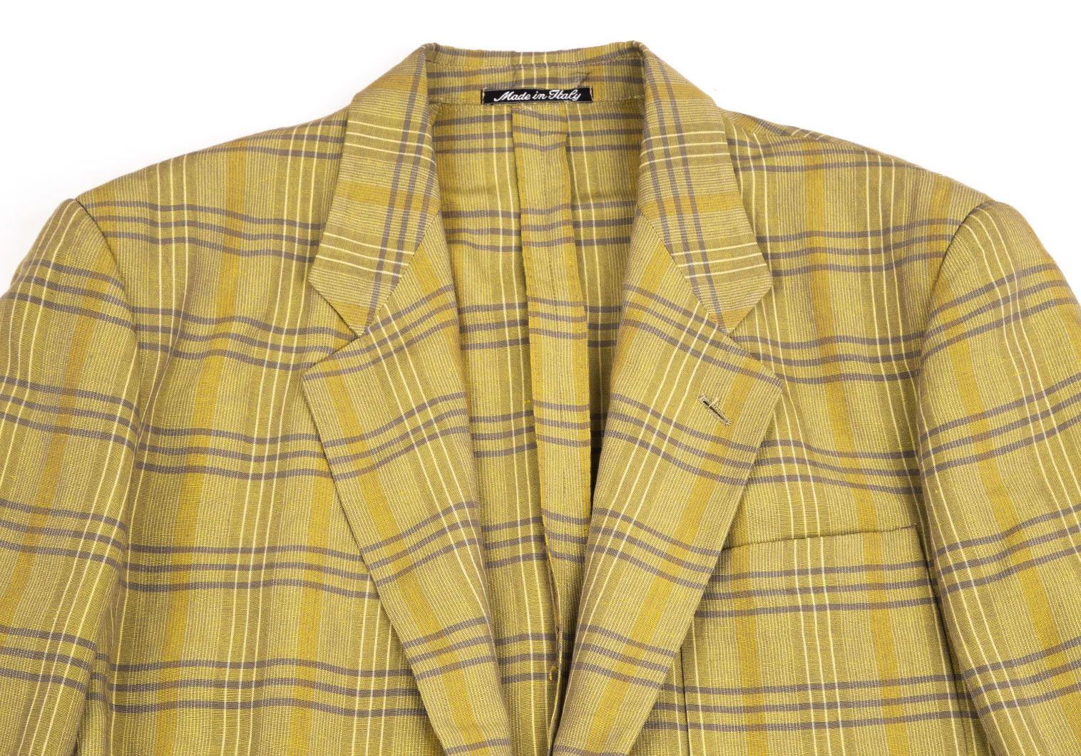 Linen Blend Check Jacket in Light Green Size L