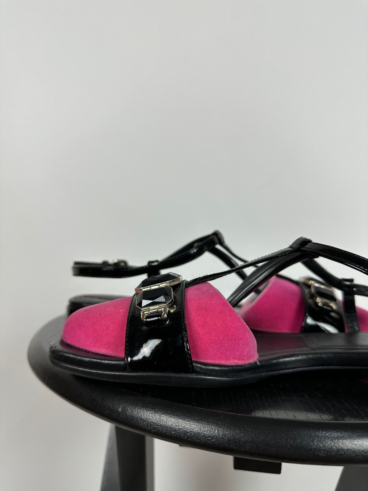 Prada Vintage Prada Crystal Wedge Patent Leather Strappy Sandals Size US 7.5 / IT 37.5 - 19 Thumbnail