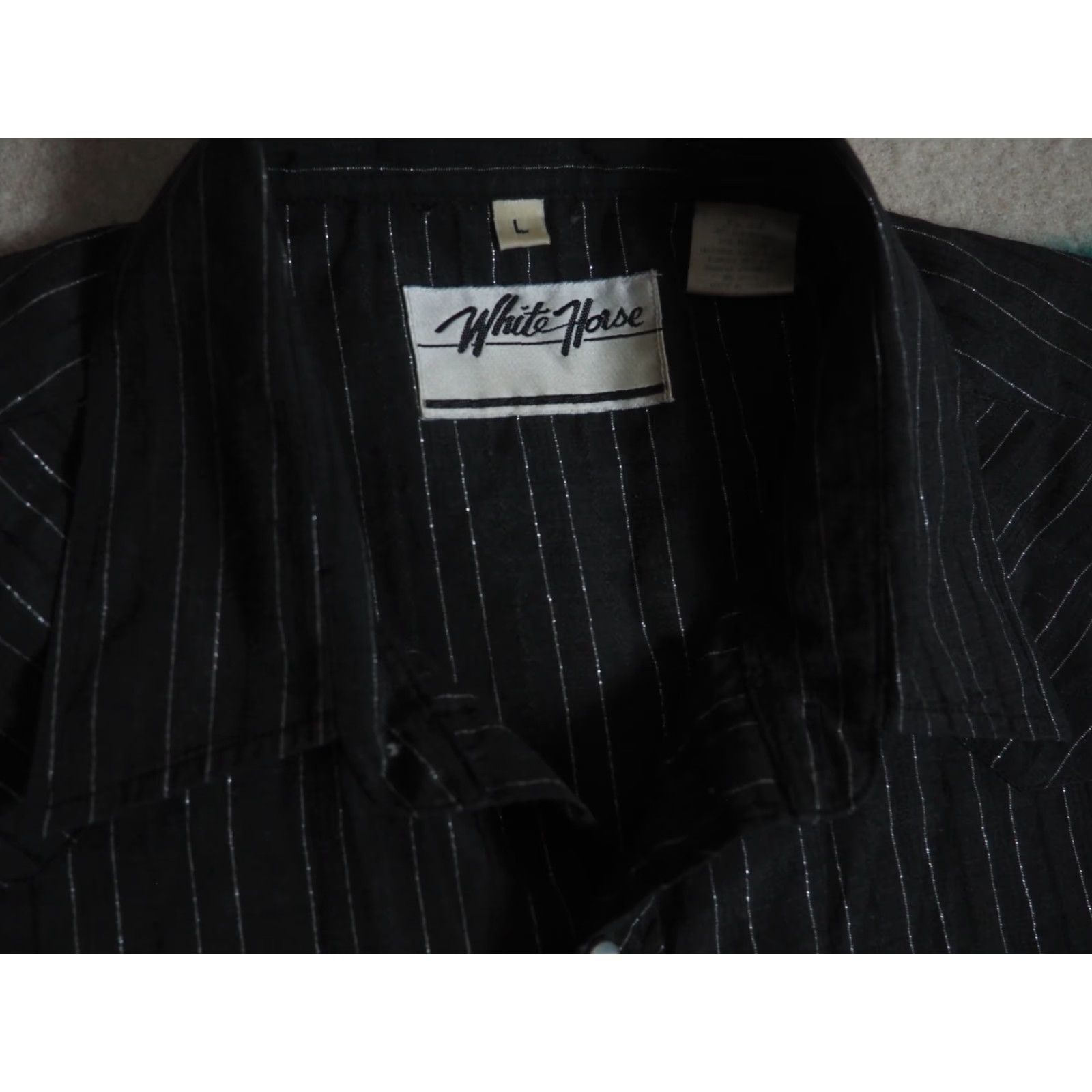 Vintage VTG 90s White Horse Black Silver Foil Western Cowboy Pearl Snap Shirt Mens L Size US L / EU 52-54 / 3 - 4 Thumbnail