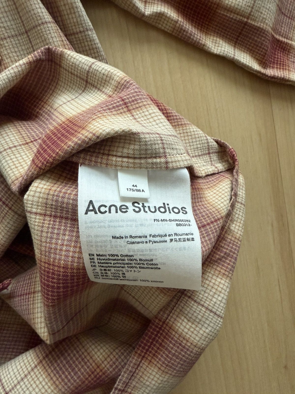 Acne Studios Acne Studios Plaid Button Up Flannel Shirt Orange Beige Size US M / EU 48-50 / 2 - 5 Thumbnail
