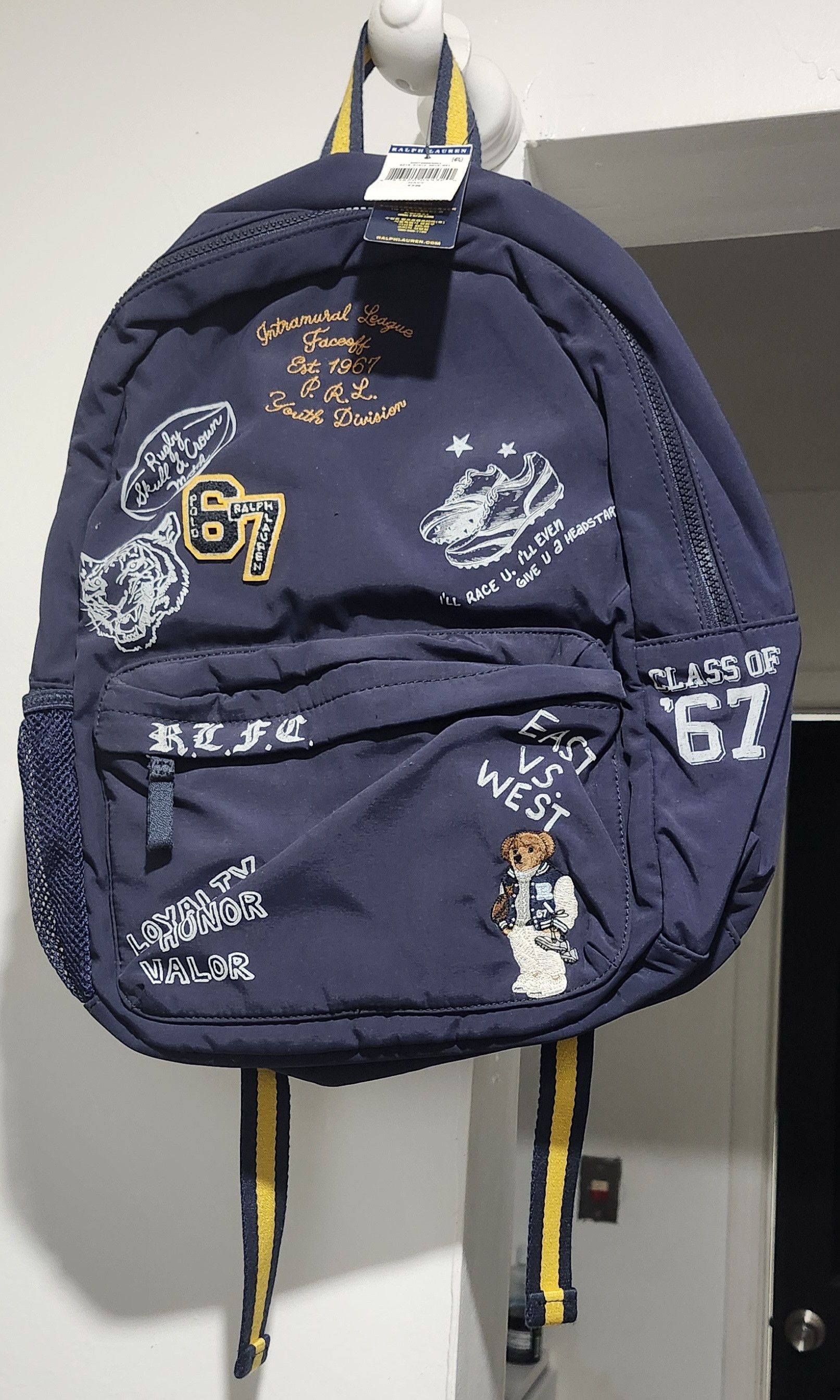 Polo Ralph Lauren Deadstock Polo Bear 1967 Football Bear Backpack Book Bag Size ONE SIZE - 2 Thumbnail
