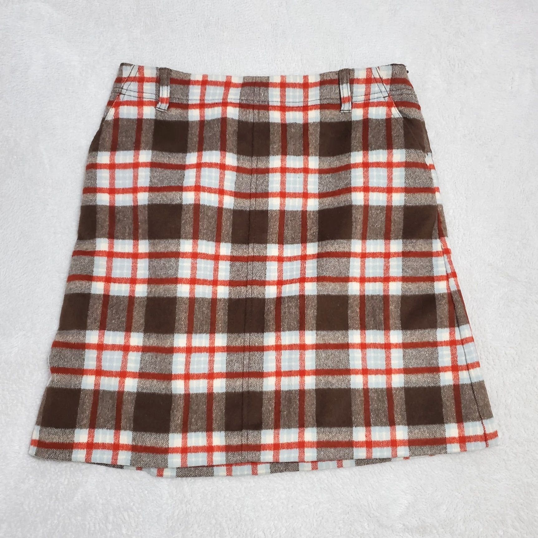 Eddie Bauer VINTAGE Eddie Bauer Skirt Womens 6 Brown Multi Plaid Wool Cashmere Blend Preppy Academia Pockets Lined Knee Length A-Line Mens? Size 28" / US 6 / IT 42 - 2 Thumbnail
