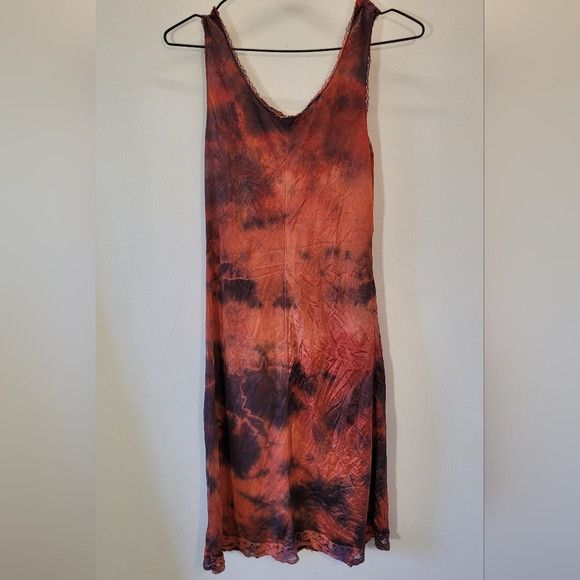 Vintage Vintage Lingerie Glamour Tie Dye Red Lace Slip Dress - S Size ONE SIZE - 6 Thumbnail