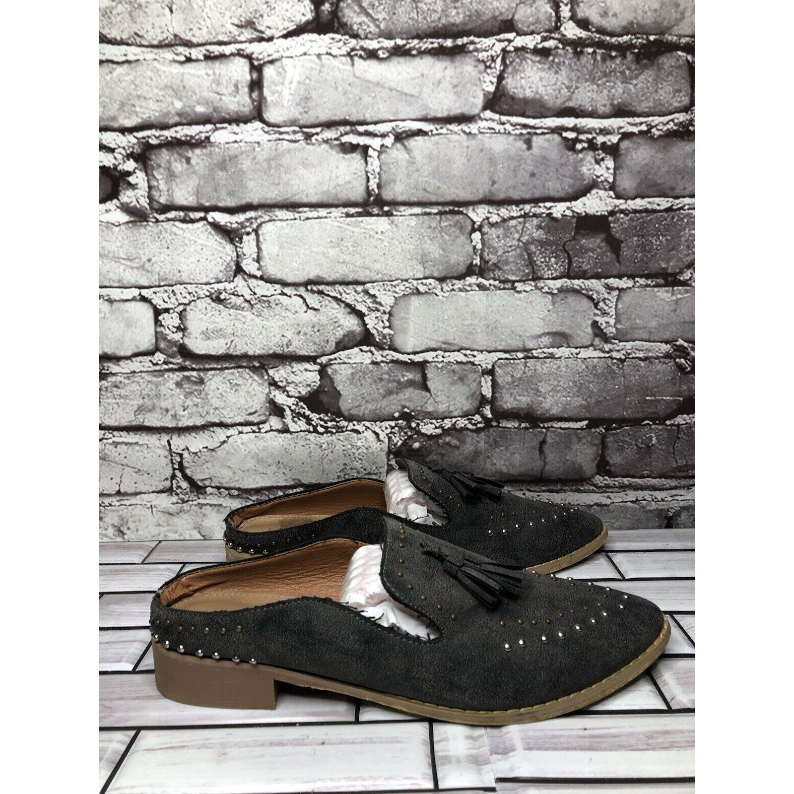 Other Mi.iM Suede Leather Studded Kiltie Loafer Slip On Mules Flat Size US 7.5 / IT 37.5 - 10 Thumbnail